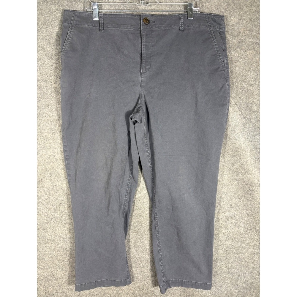 LOFT Monroe Slim Chino Pants Womens 18 Gray Stretch Cotton Twill Trousers